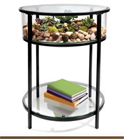 Round Terrarium Display End Table with Reinforced