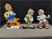 2 Vintage clown figurines, boy figurine