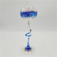 9" Whimsical Pink & Blue Hand Blown Lamp