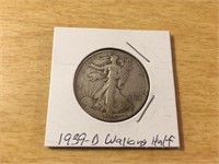 1939-D SILVER Walking Liberty Half Dollar in Case