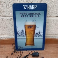 Harp Light Up Sign "Pure Armagh - Keep 'er Lit"