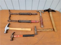 (4) Hammers, (2) Nail Pullers & Pick