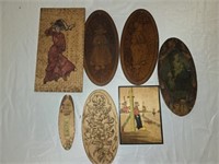 Lot of 7 pcs Pyrography Decor