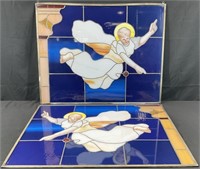 2 Large Stained Glass Style Art Panels