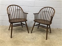 (2) Oak Spindle Back Armchairs
