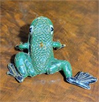 Dillard's Cloisonné Green Frog w/black spots