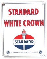 Porcelain Standard White Crown Pump Plate Sign