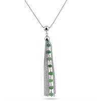 Sterling Silver Emerald Bead Necklace