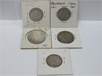 Australia, 5 mixed silver coins