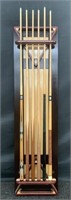 Wooden Pool Stick Holder w/Sticks #1