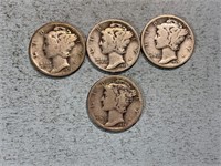 Three 1928, one 1928S Mercury dimes