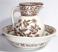 Vintage Style Wash Bowl & Pitcher with