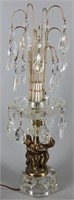 Crystal & Brass Cherub Lamp with Prisms