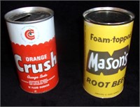 Vintage metal 12 oz. pop cans.