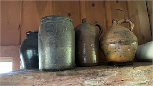 4 antique stoneware pieces, including a 1 gallon