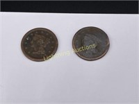 TWO U.S. LIBERTY HEAD LARGE CENTS