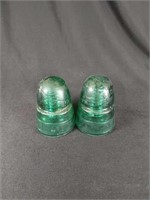 2 Vintage Green Insulators