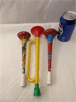 3 Vintage Noisemakers - 2 US Metal Toy and Other