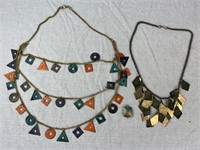 Lot of 2 Geometric Layered Necklaces