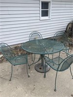 Mesh patio table with 4 chairs