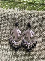 Sterling Silver Dangle Earring with Black Beads