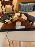 Bulls and bears clock stockmarket mantle clock