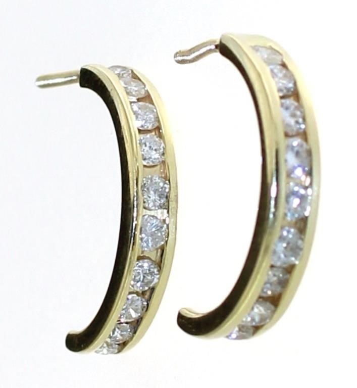 14kt Gold 1.00 ct Channel Set Diamond Earrings