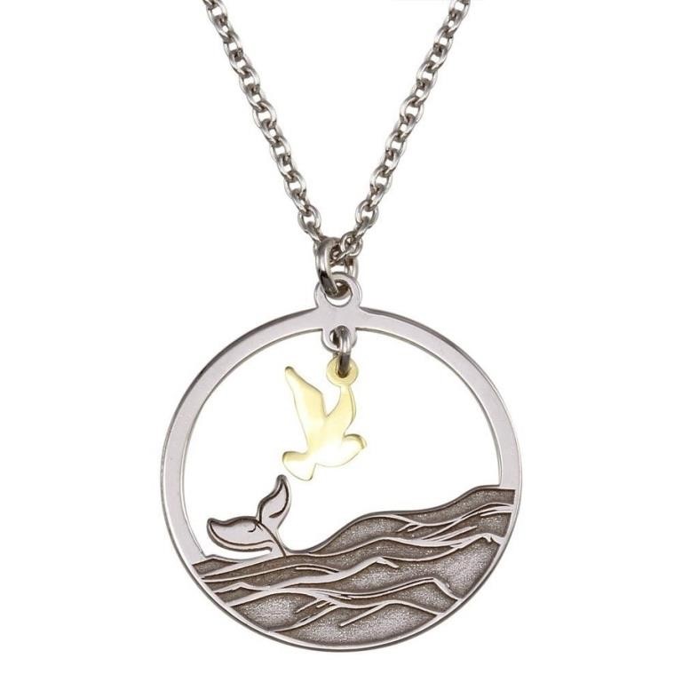 Sterling Silver Whale Tail Bird Necklace