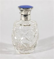 Art Deco Silver & Guilloche Enamel Perfume Bottle