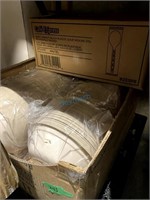 GROUP OF 320Z BAGASSE BOWLS, PLASTIC SPOONS