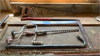 Hand tools- pry bars, hand drills , square and