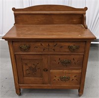 Walnut spoon Carved Commode w/ backsplash. 37" H