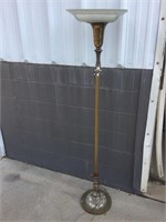 Vintage metal lamp, 65” tall. Unknown condition