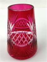 Tapering Clear & Cranberry Crystal Cut Decanter