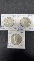 3 JFK Half Dollars 1972 & 1981