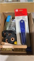 Box of wire wheels and miscellaneous