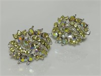 Jewelry AB rhinestones cluster clip on earrings