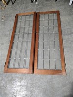 2 Lead Framed Glass Wooden Doors