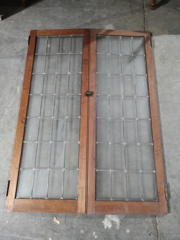 2 Lead Framed Glass Wooden Doors