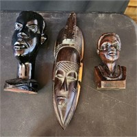 3 African wooden figurines