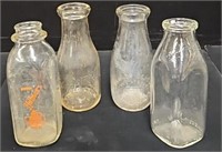 (4) Vintage One Pint Dairy Bottles