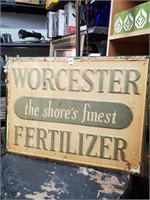 Vtg. Worcester Fertilizer Tin Sign