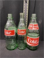 (3) Large Vintage Coca Cola Bottles