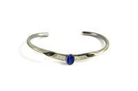 Sterling Blue Cat's Eye Stone Cuff Bracelet