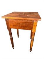 19TH CENT. CHERRY PEGGED TURNED LEG TABLE