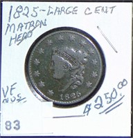 1825 Large Cent VF-Plus (Key).