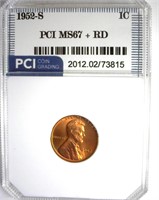 1952-S Cent MS67+ RD LISTS $1200