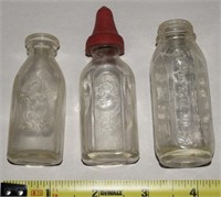 (3) Vtg Glass Baby Feeding Bottles