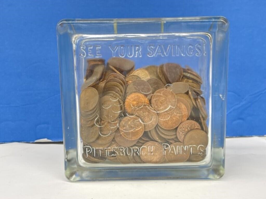 " See Your Savings " Glass Bank of Pennies