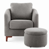 COLAMY Sherpa Accent Chair & Storage Ottoman Set,